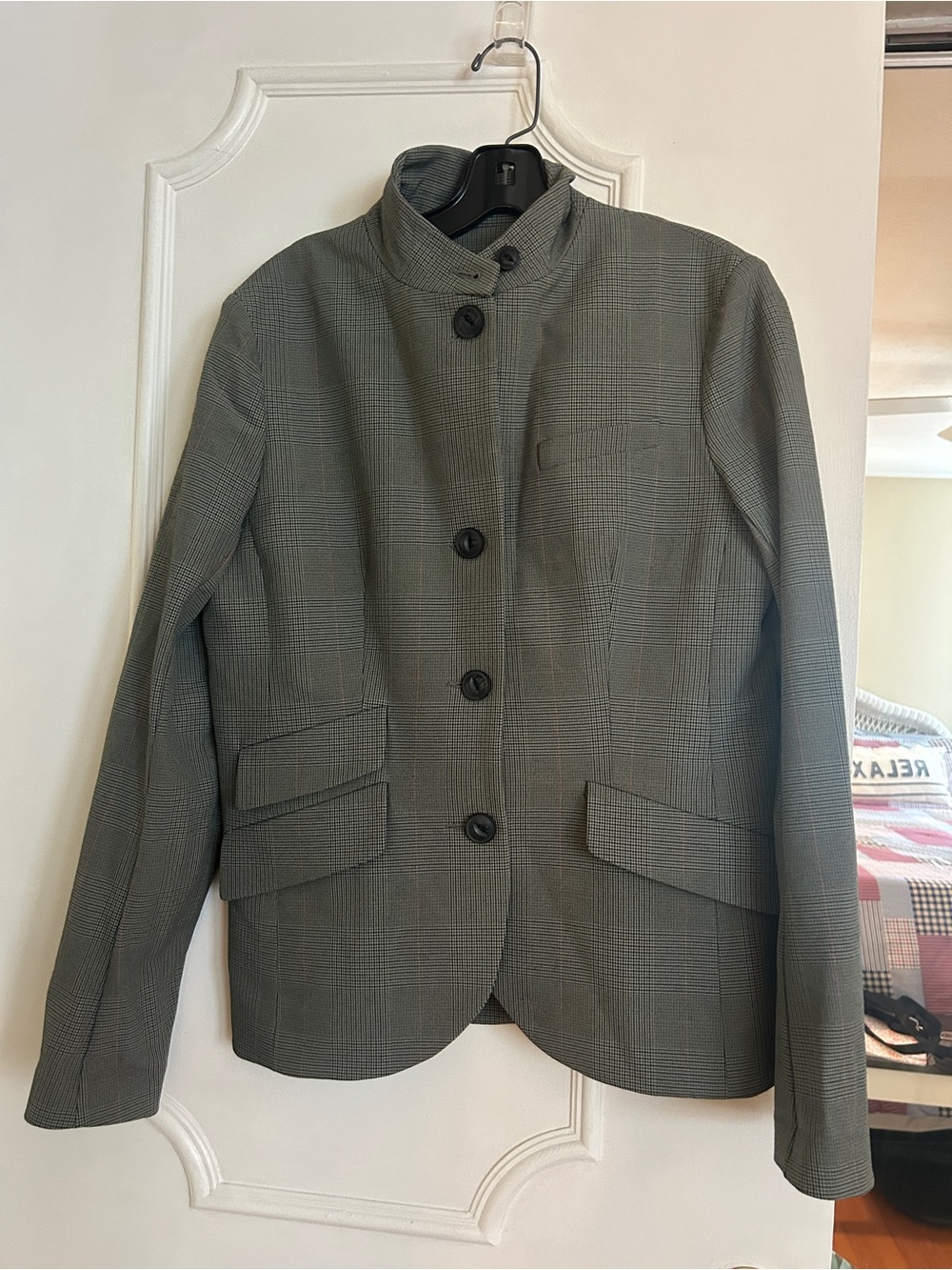 rag & bone Gray Glen Plaid Stand-Collar Blazer